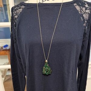 Christmas Tree Beaded Necklace EUC